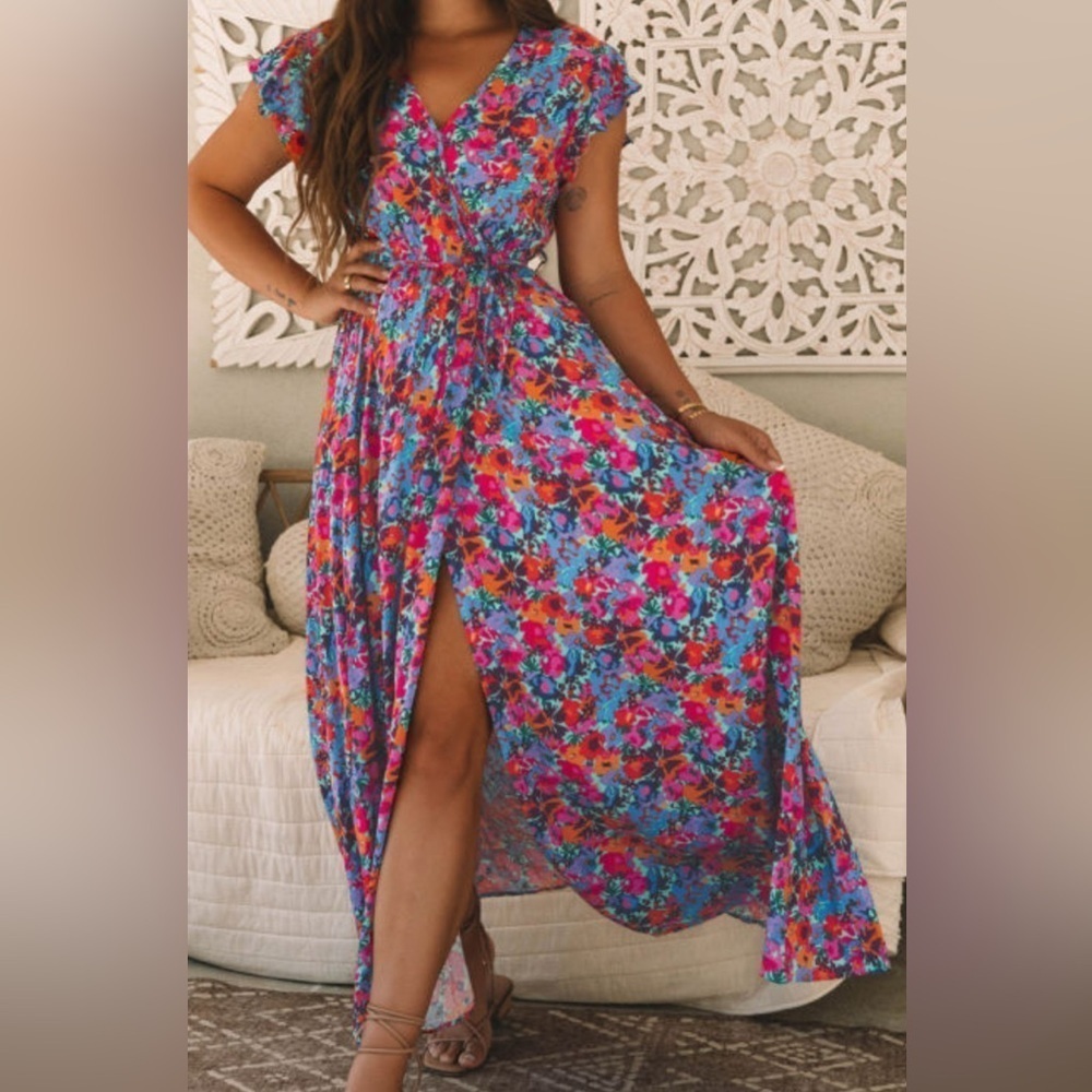 Floral Maxi Dress in Vibrant Print - Picture 2 of 15